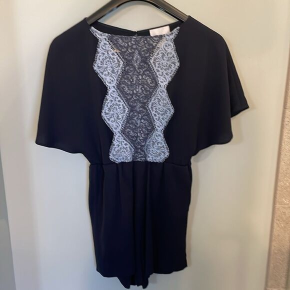 Erin Fetherston Navy Lace Inset Romper - Picture 2 of 9